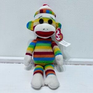 TY Beanie Baby Striped Multi Colour Socks the Sock Monkey‎ 8.5 inches